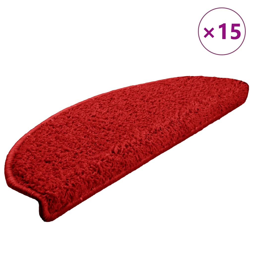 Stair mats 15 pieces red 65x21x4 cm