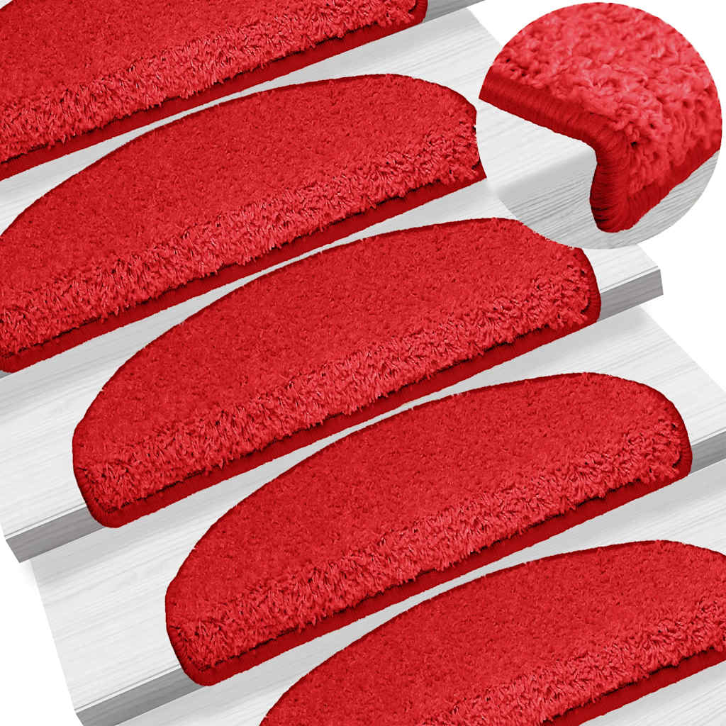 Stair mats 15 pieces red 65x21x4 cm