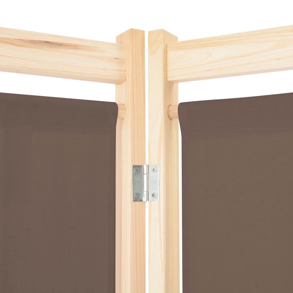 3-part room divider brown 120 x 170 x 4 cm fabric