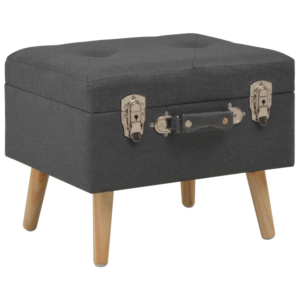 Stool with storage space 40 cm dark grey fabric