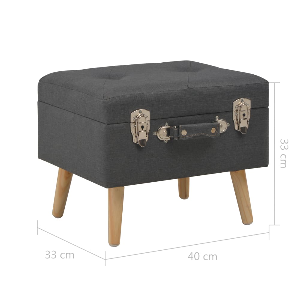 Stool with storage space 40 cm dark grey fabric
