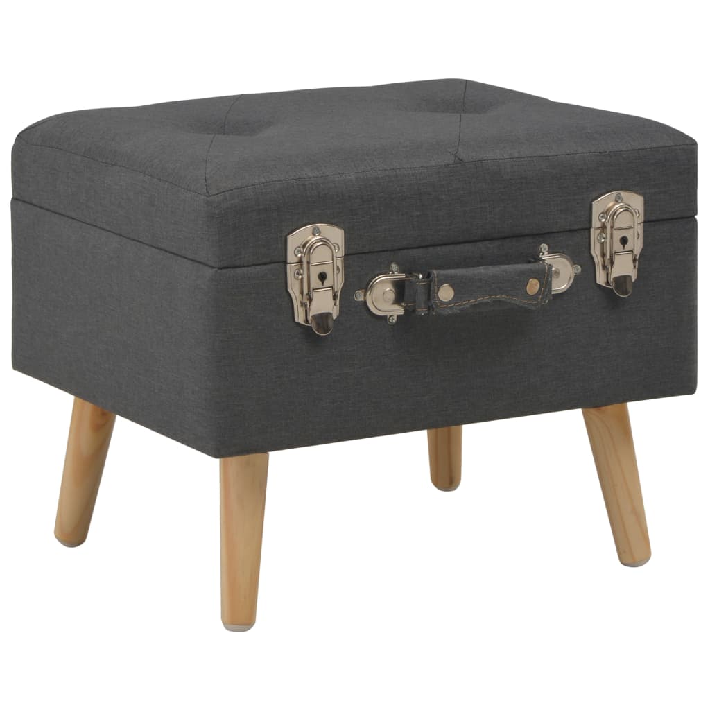 Stool with storage space 3 pcs. Dark grey fabric