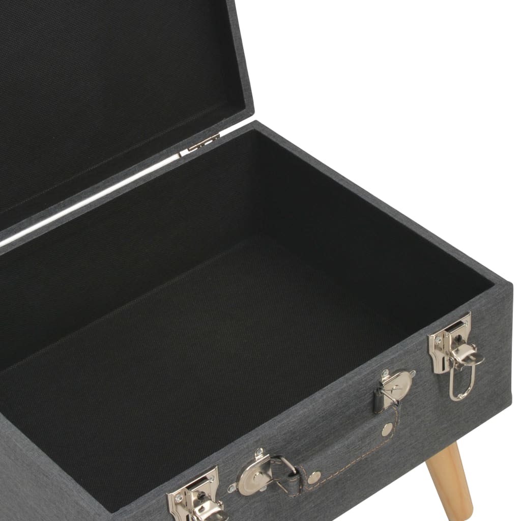 Stool with storage space 3 pcs. Dark grey fabric