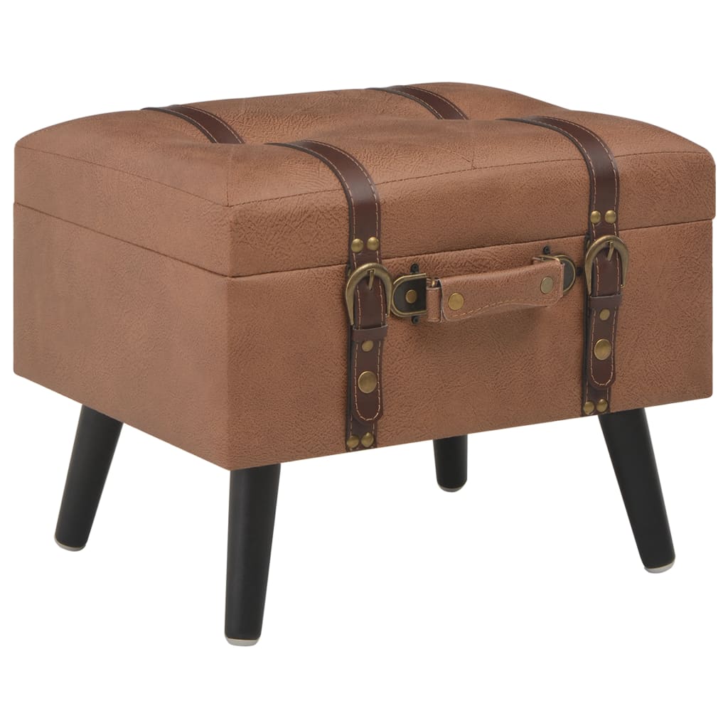 Stool with storage space 40 cm brown artificial leather