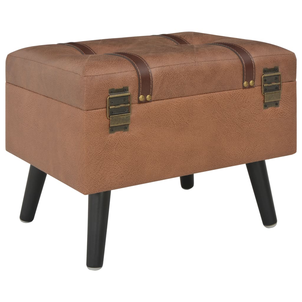 Stool with storage space 40 cm brown artificial leather