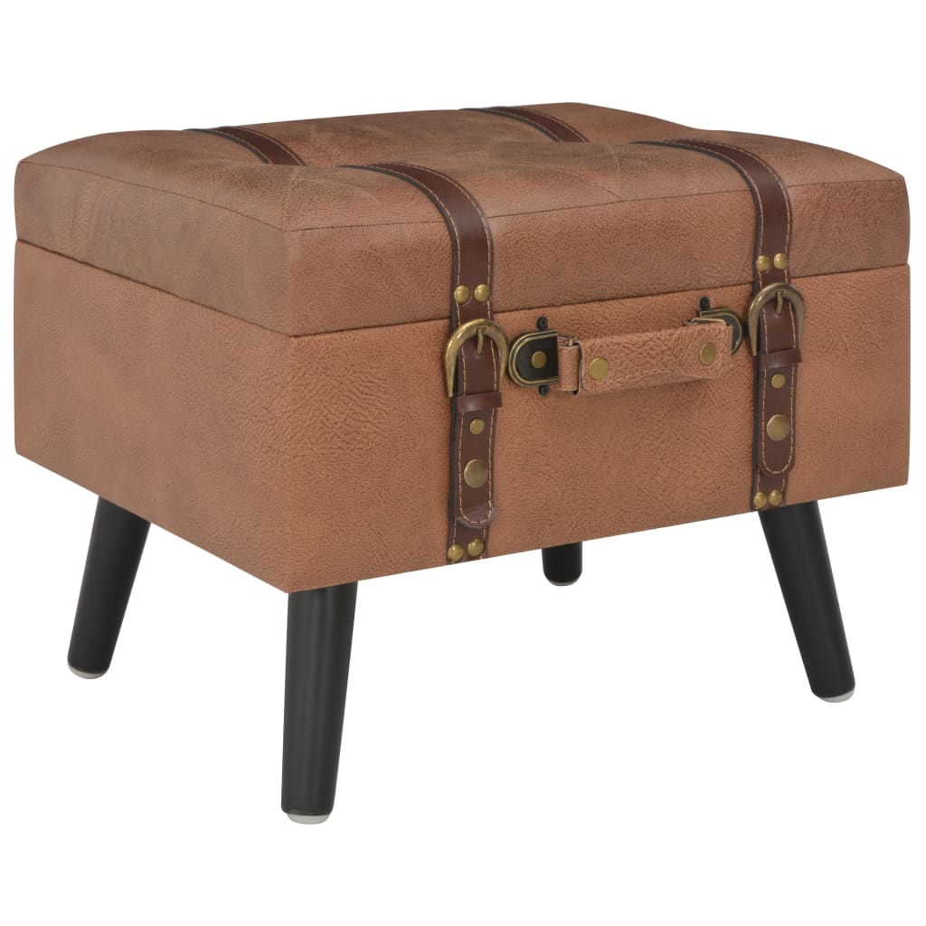 Stool with storage space 3 pcs. Brown artificial leather
