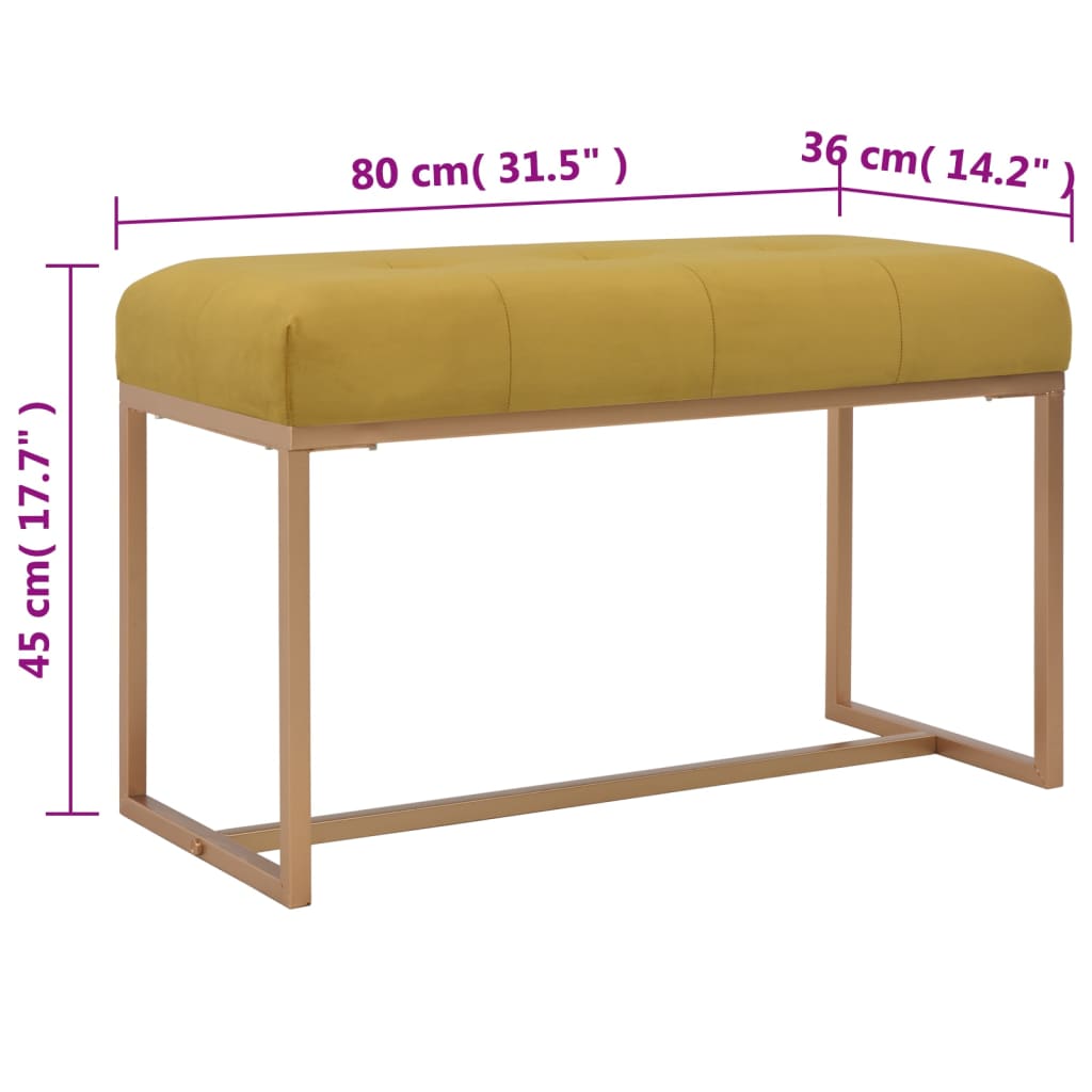 Bank 80 cm Senfgelb Samt