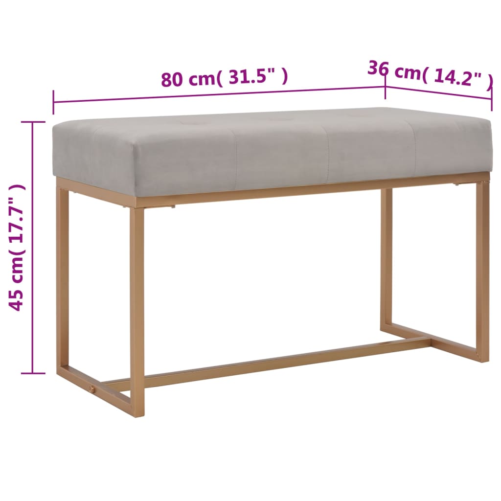 Bank 80 cm Grau Samt
