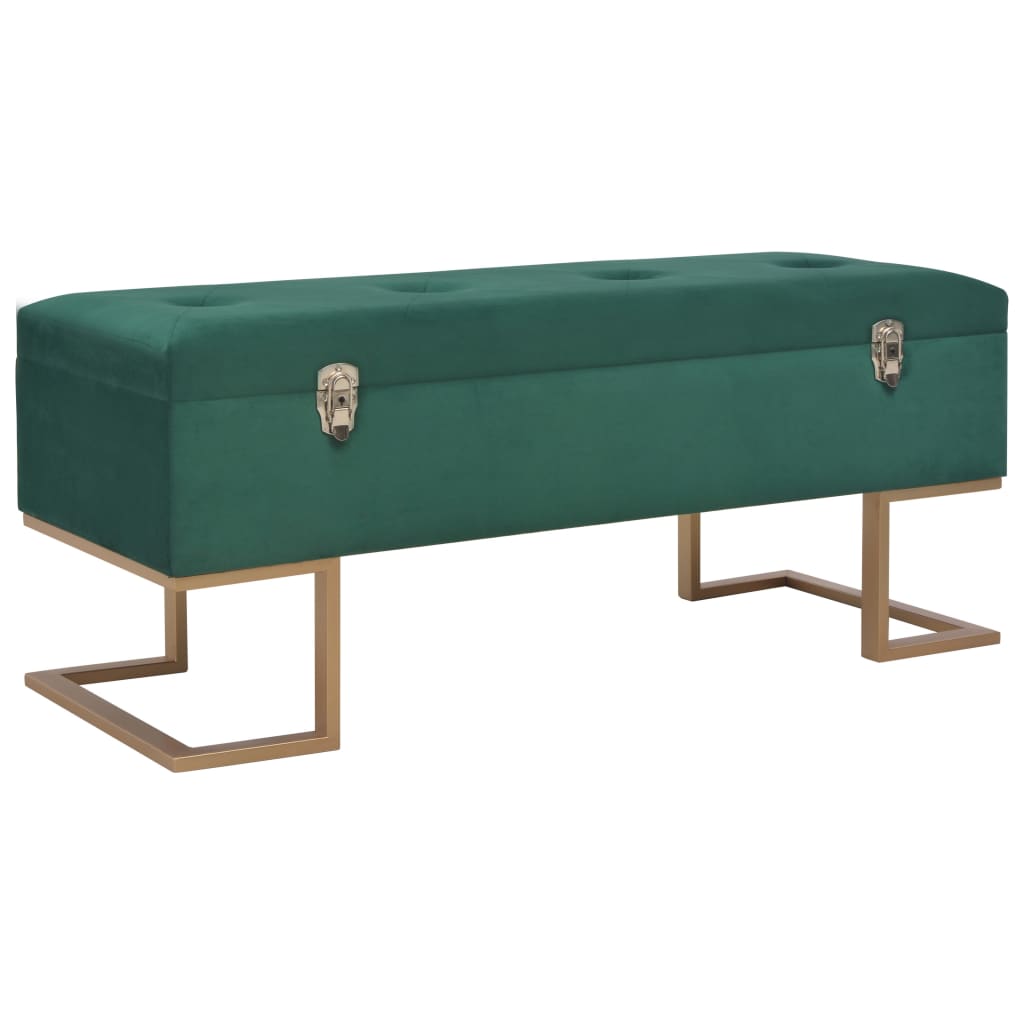 Bench with storage compartment 105 cm green velvet