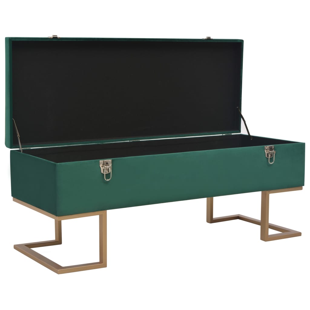 Bench with storage compartment 105 cm green velvet