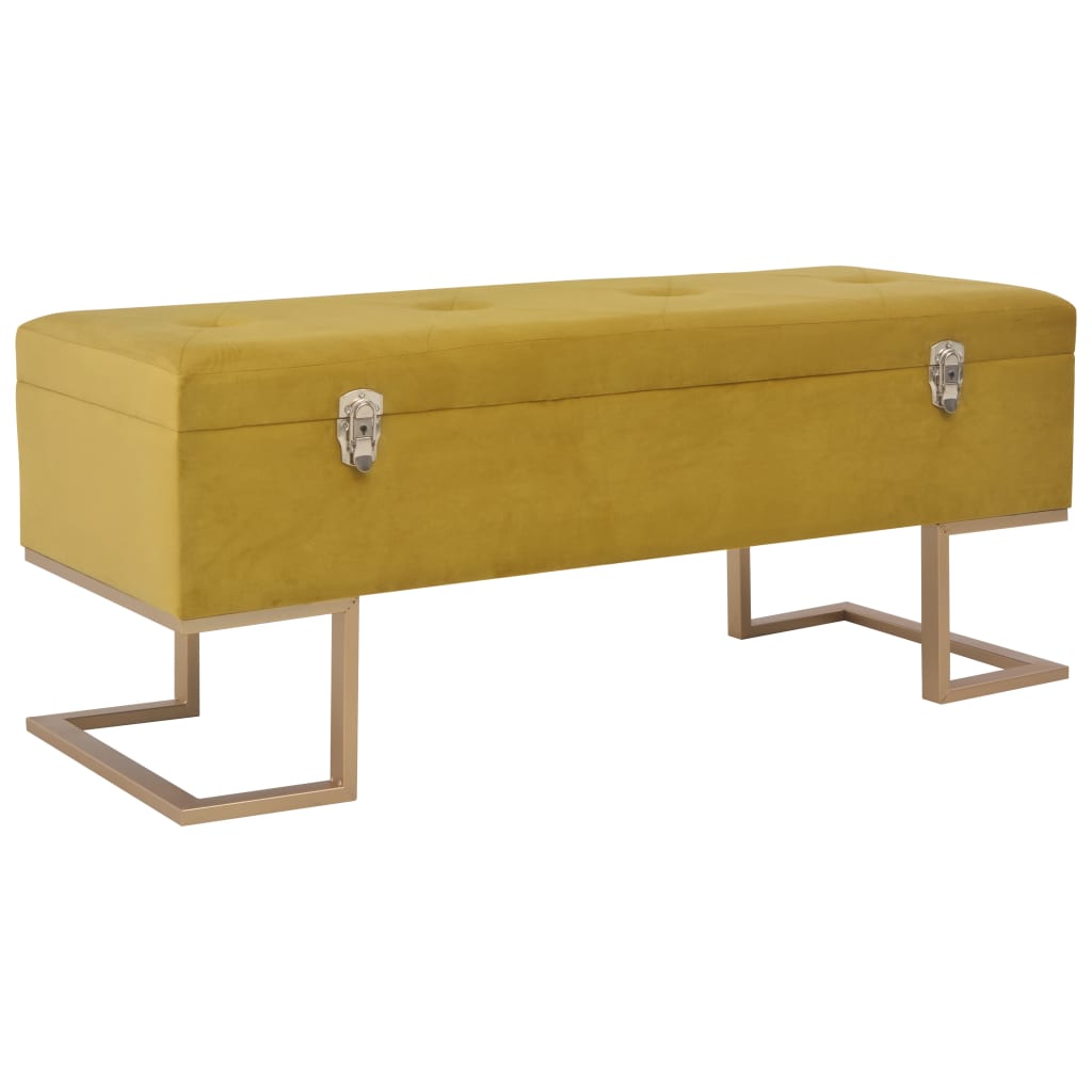 Bench with storage compartment 105 cm mustard yellow velvet