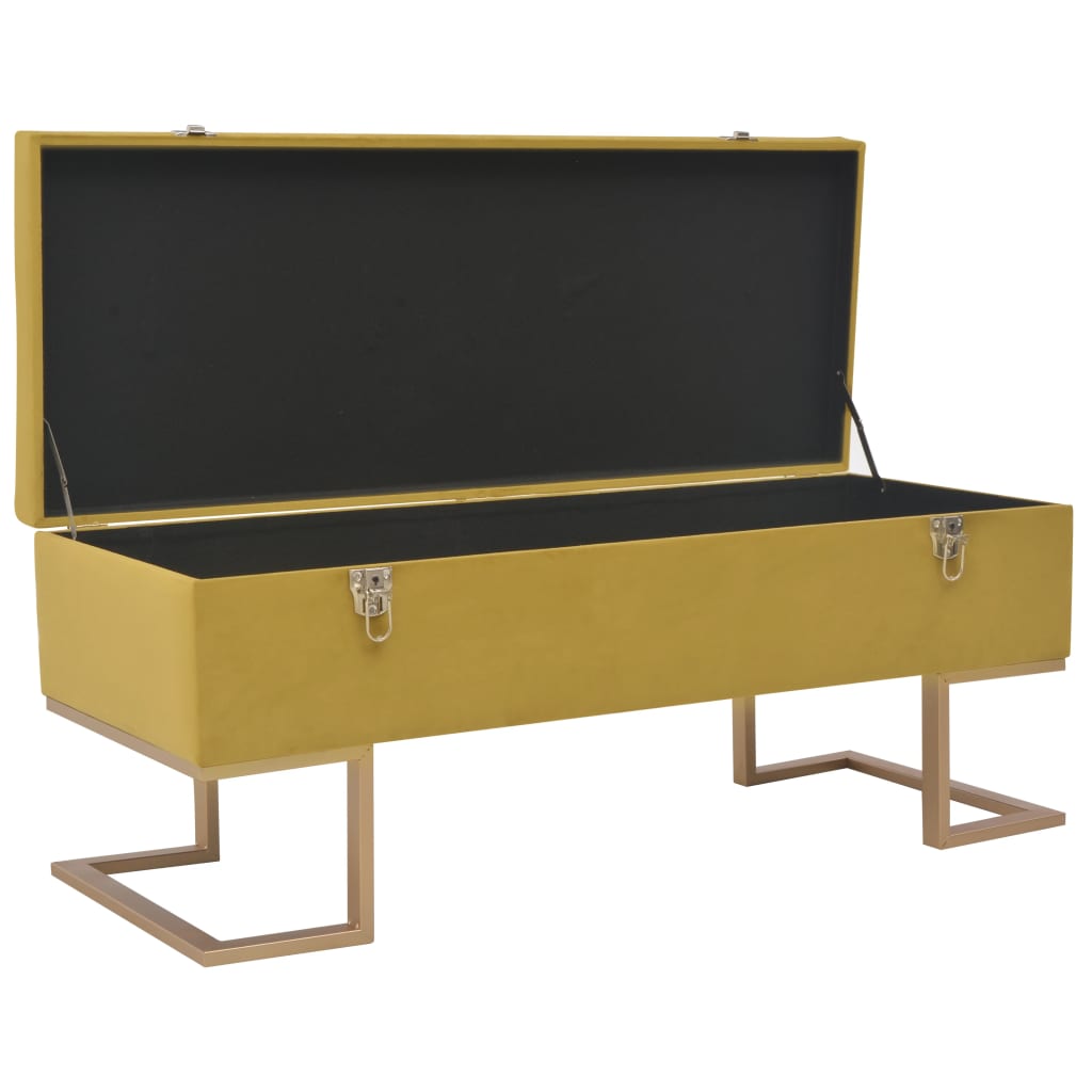 Bench with storage compartment 105 cm mustard yellow velvet