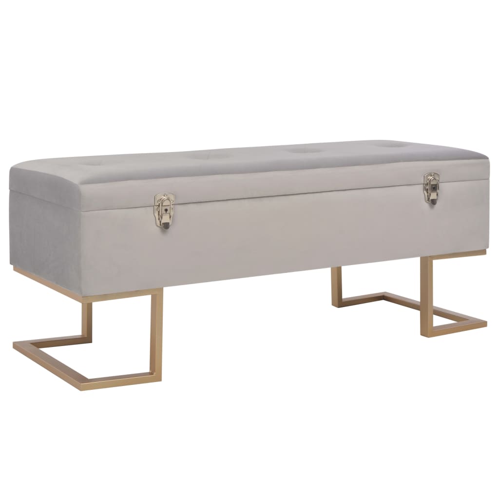 Bench with storage compartment 105 cm grey velvet
