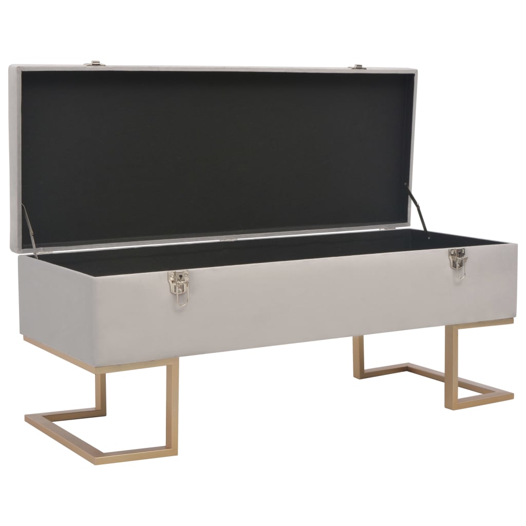 Bench with storage compartment 105 cm grey velvet