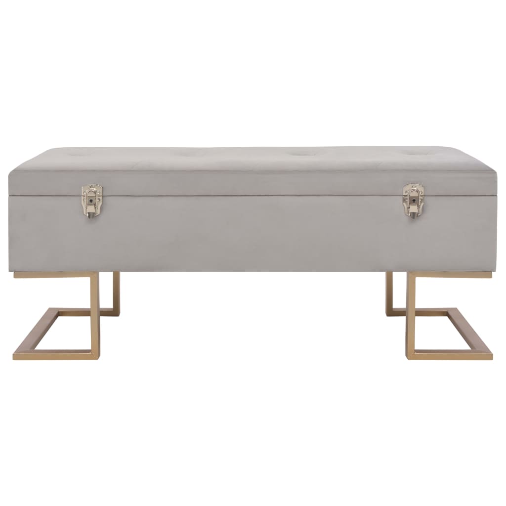 Bench with storage compartment 105 cm grey velvet