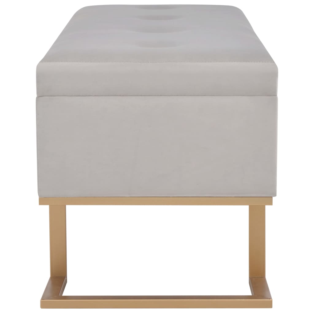 Bench with storage compartment 105 cm grey velvet