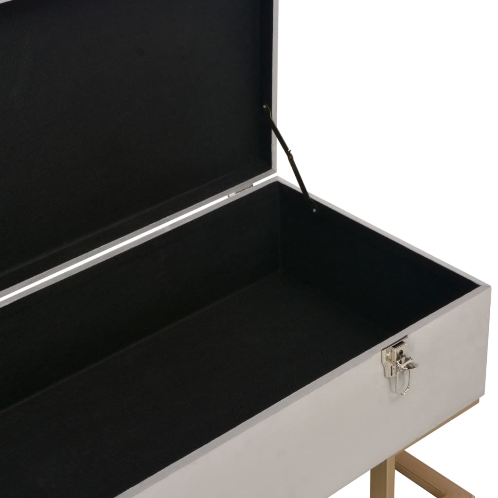 Bench with storage compartment 105 cm grey velvet