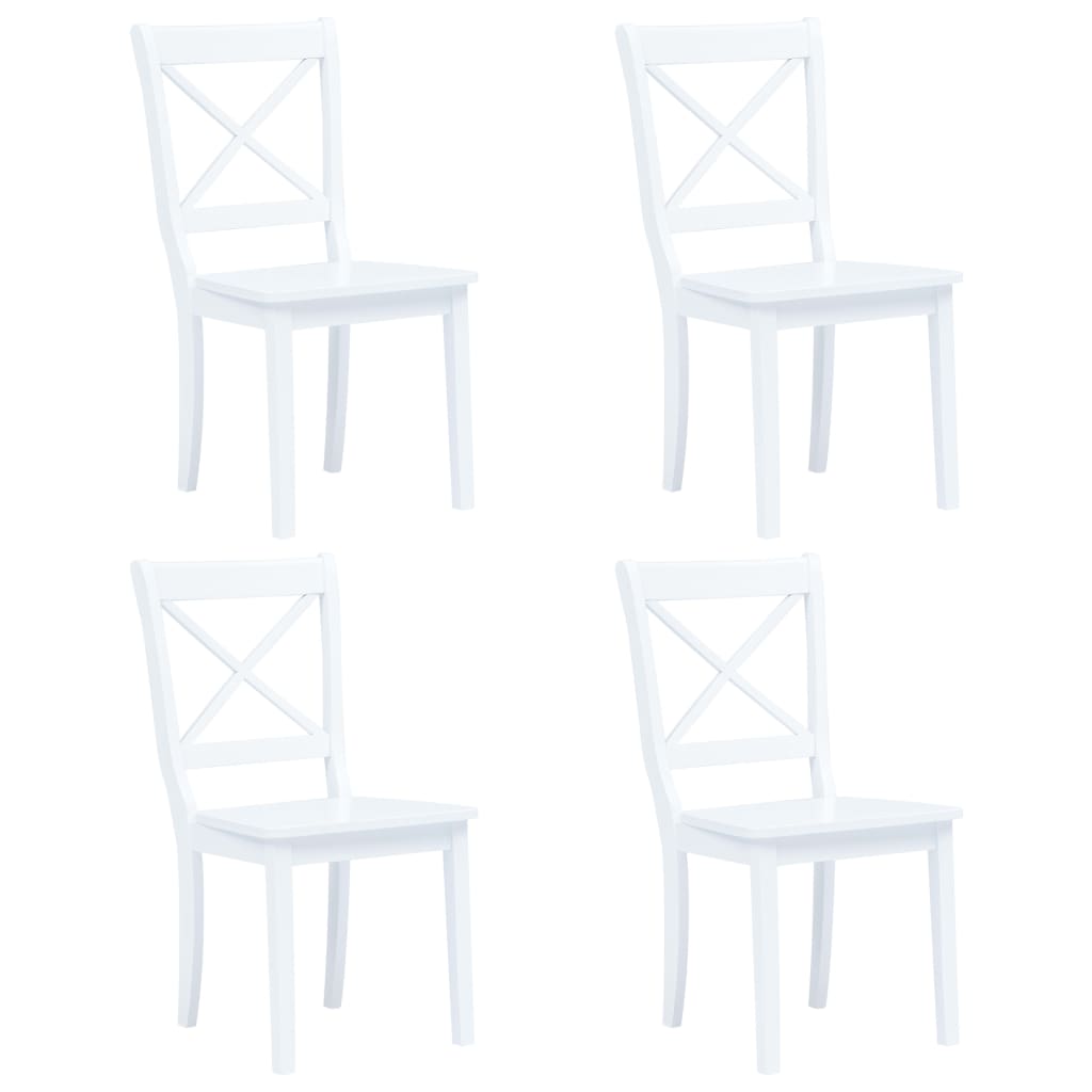 Dining chairs 4 pcs. White solid wood rubberwood