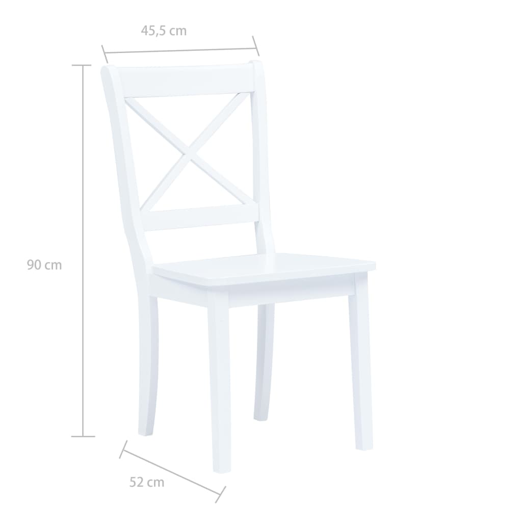 Dining chairs 4 pcs. White solid wood rubberwood