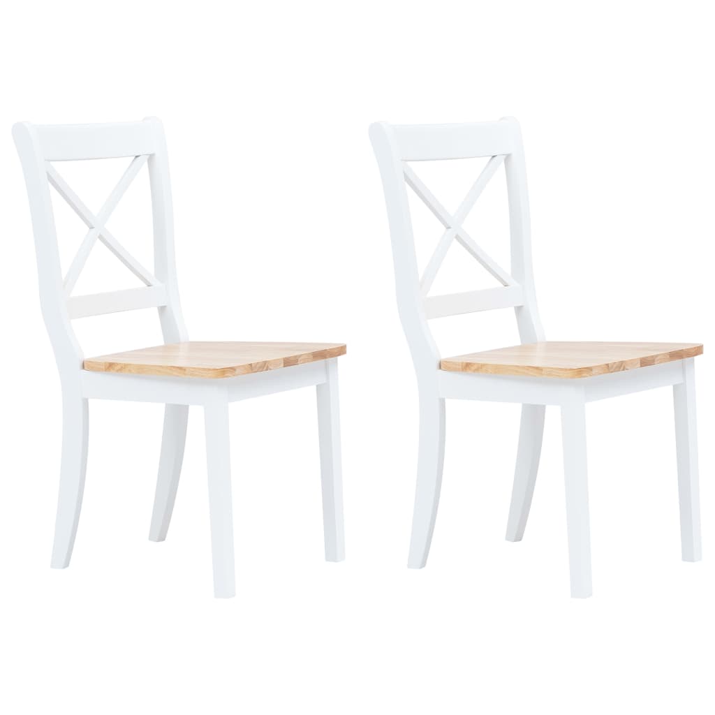 Dining chairs 2 pcs white light wood solid wood rubber tree