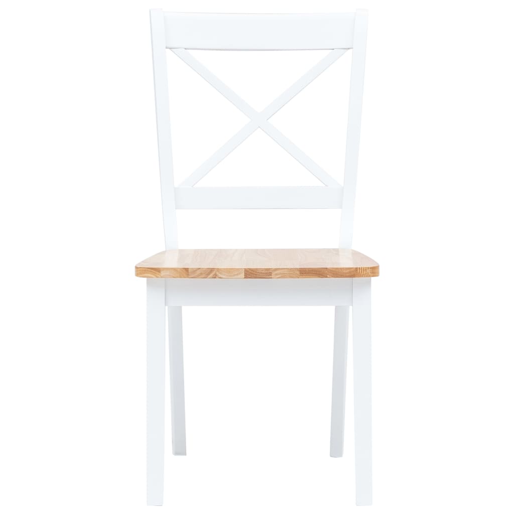 Dining chairs 2 pcs white light wood solid wood rubber tree