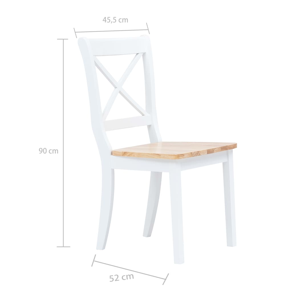 Dining chairs 2 pcs white light wood solid wood rubber tree