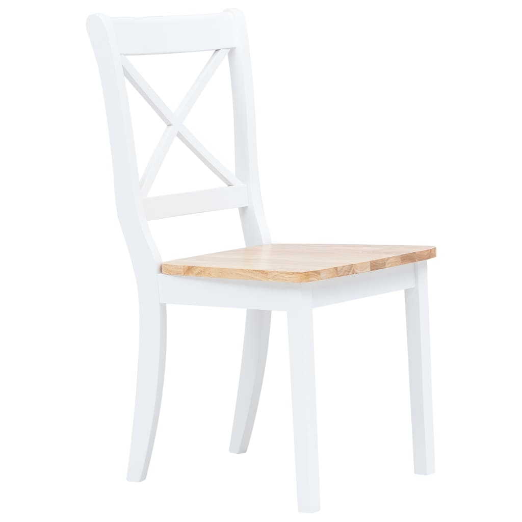 Dining chairs 4 pcs white light wood solid wood rubber tree