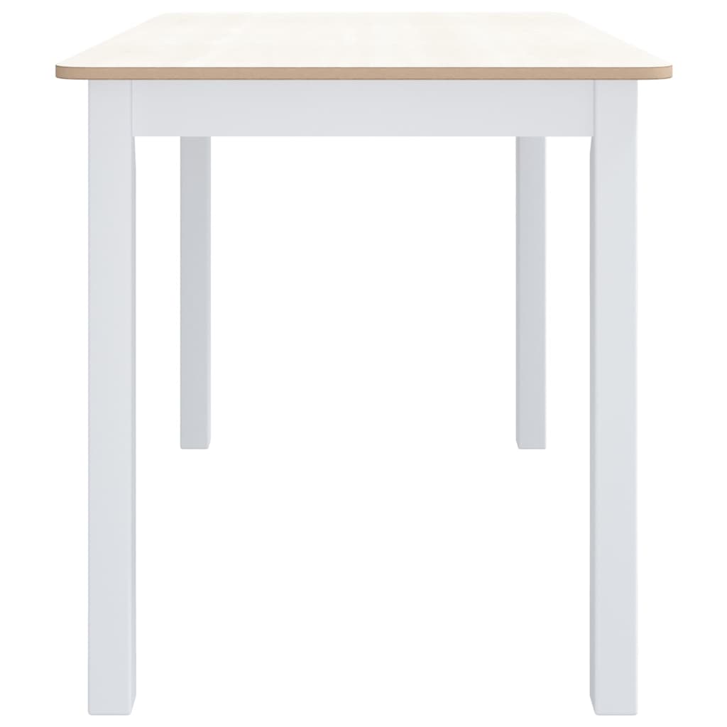 Esstisch Weiß und Braun 114x71x75 cm Massivholz Gummibaum