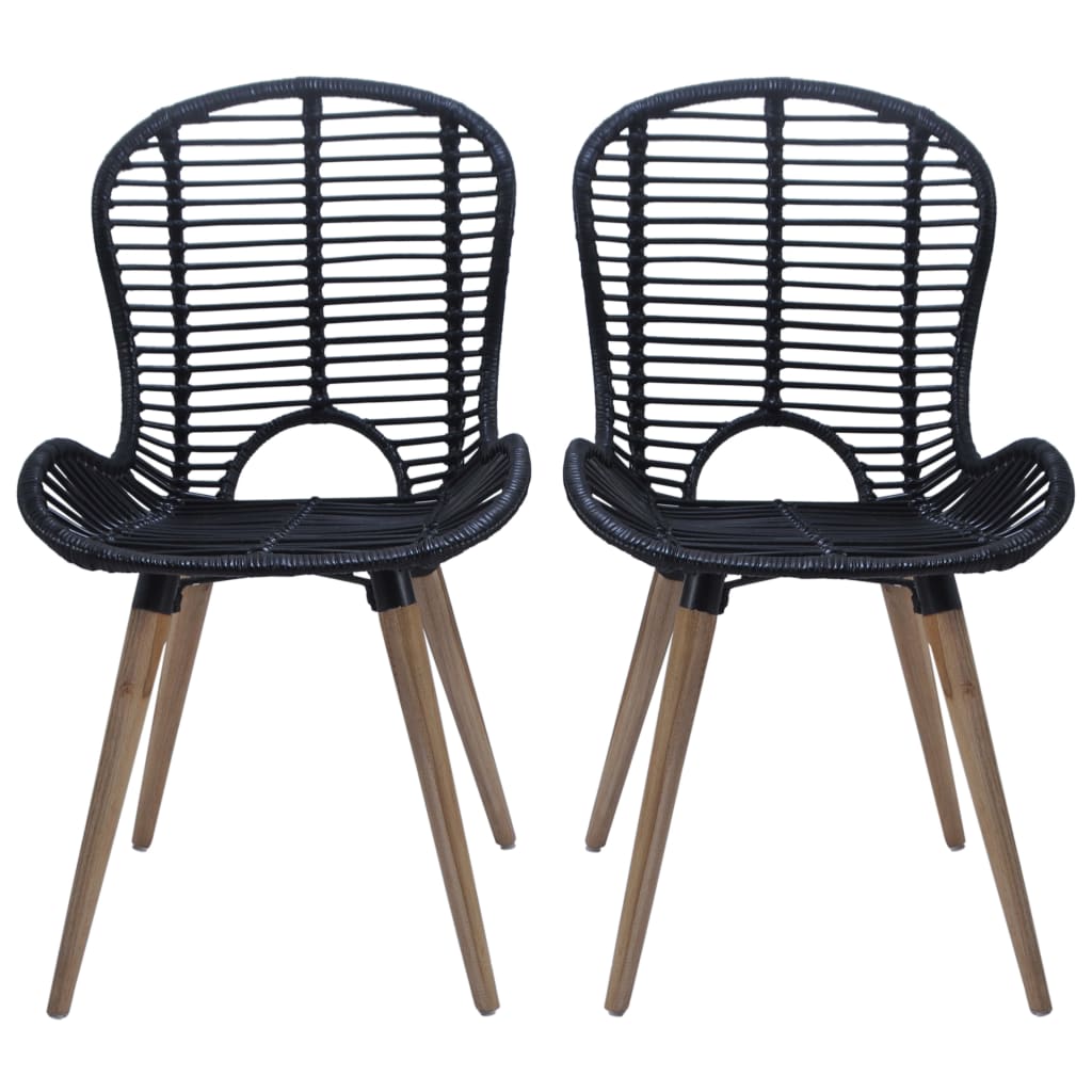 Dining chairs 6 pcs. Natural rattan black