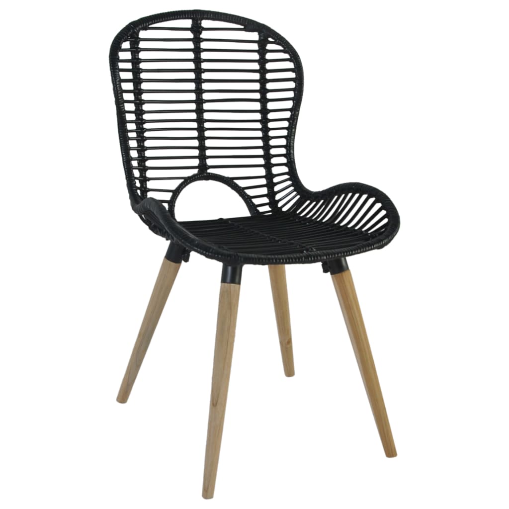 Dining chairs 6 pcs. Natural rattan black