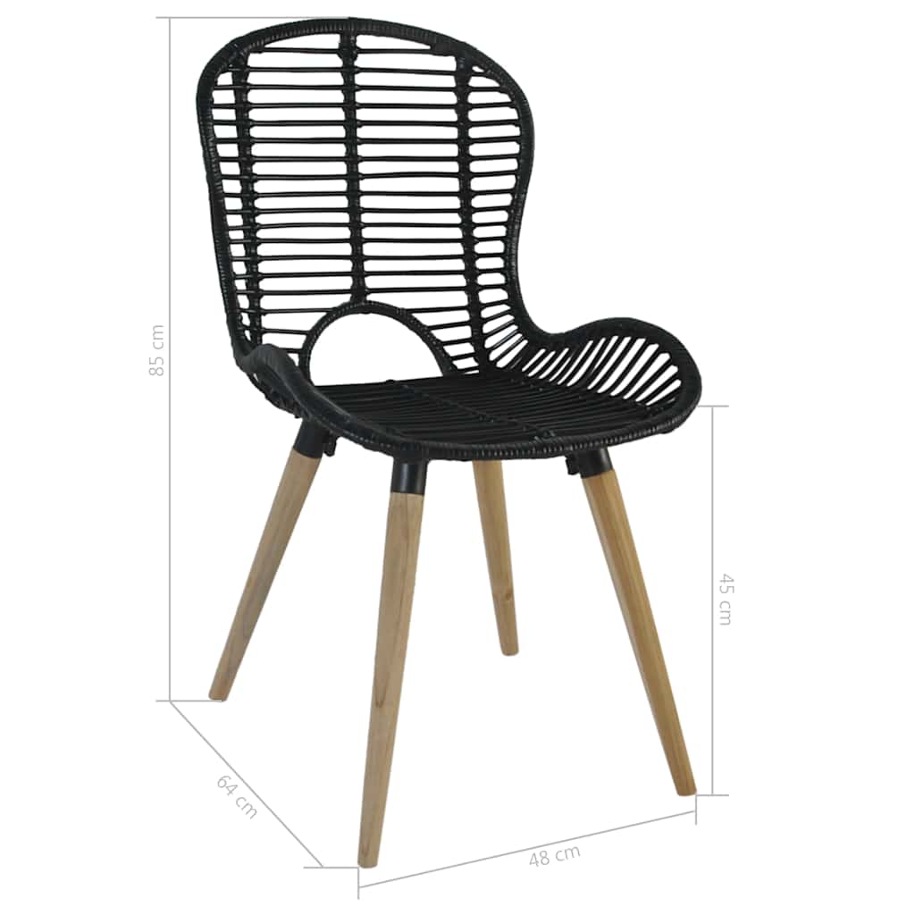 Dining chairs 6 pcs. Natural rattan black
