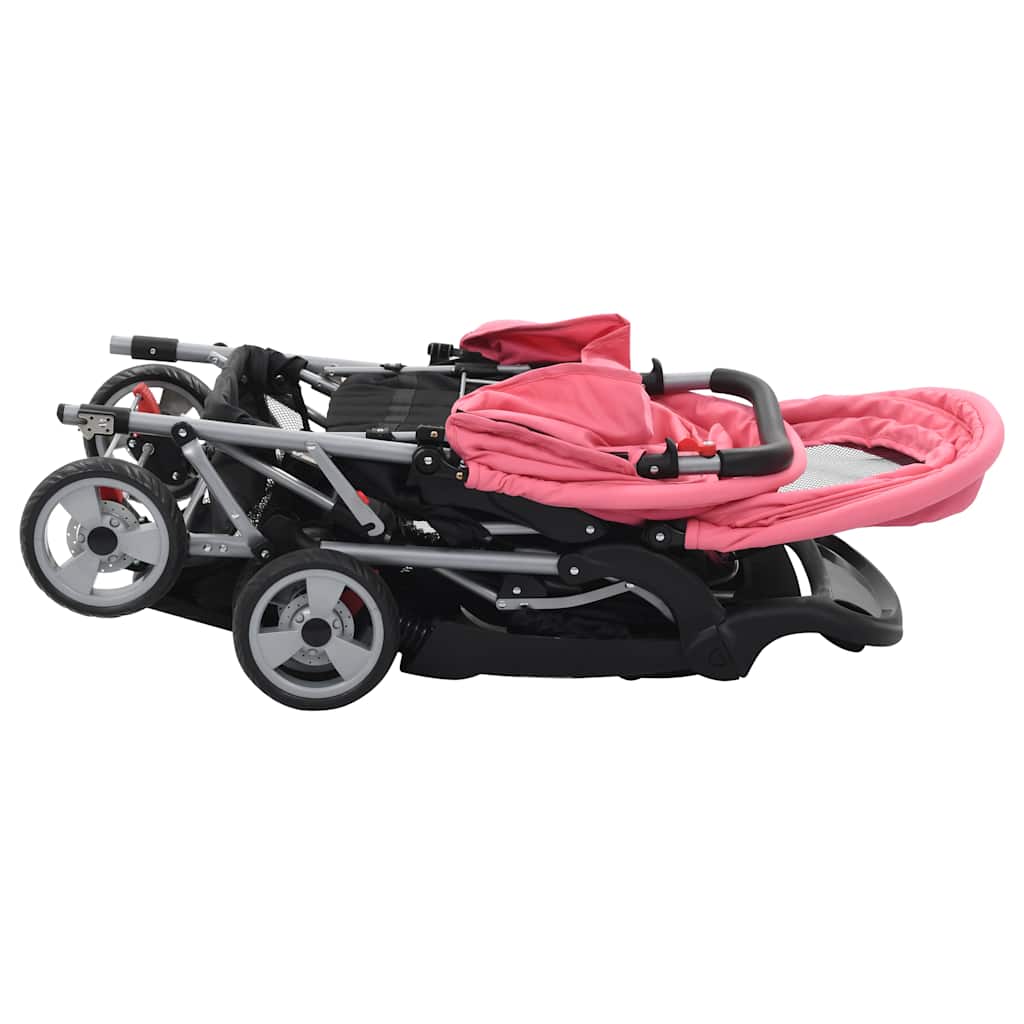 Tandem stroller steel pink and black