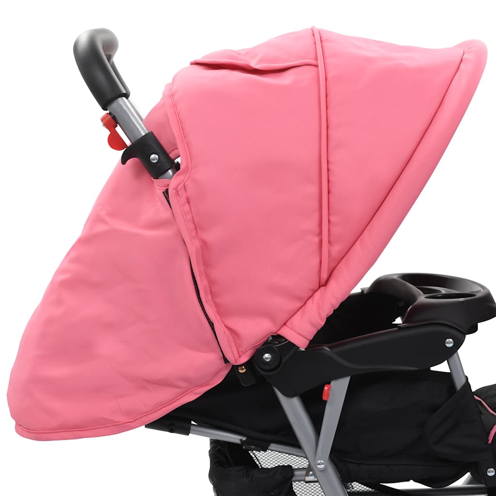 Tandem stroller steel pink and black