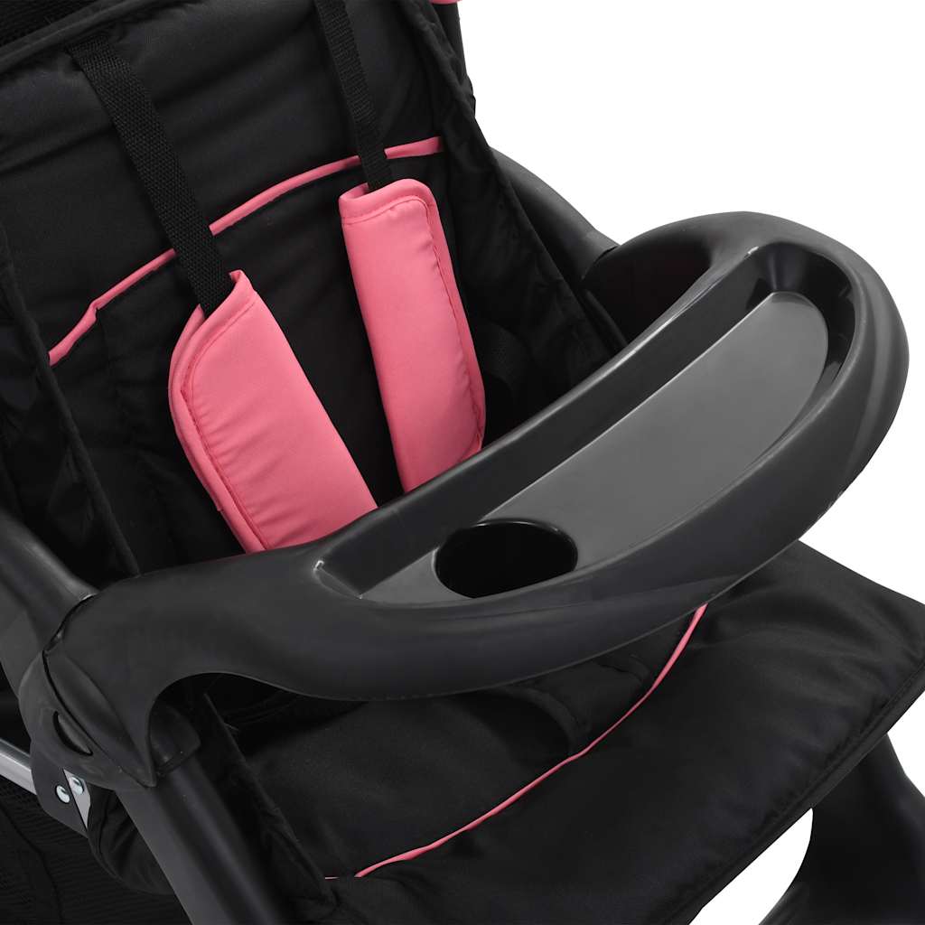 Tandem stroller steel pink and black