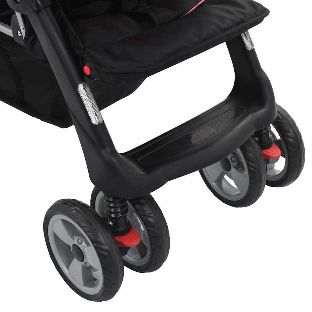 Tandem stroller steel pink and black