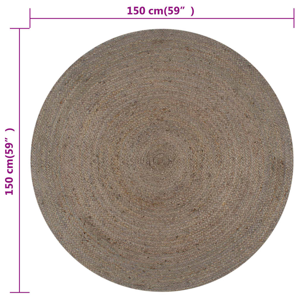 Teppich Handgefertigt Jute Rund 150 cm Grau