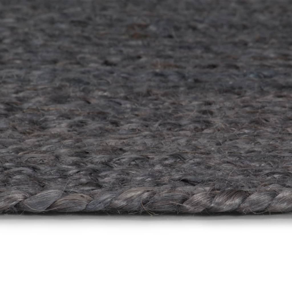 Teppich Handgefertigt Jute Rund 90 cm Dunkelgrau