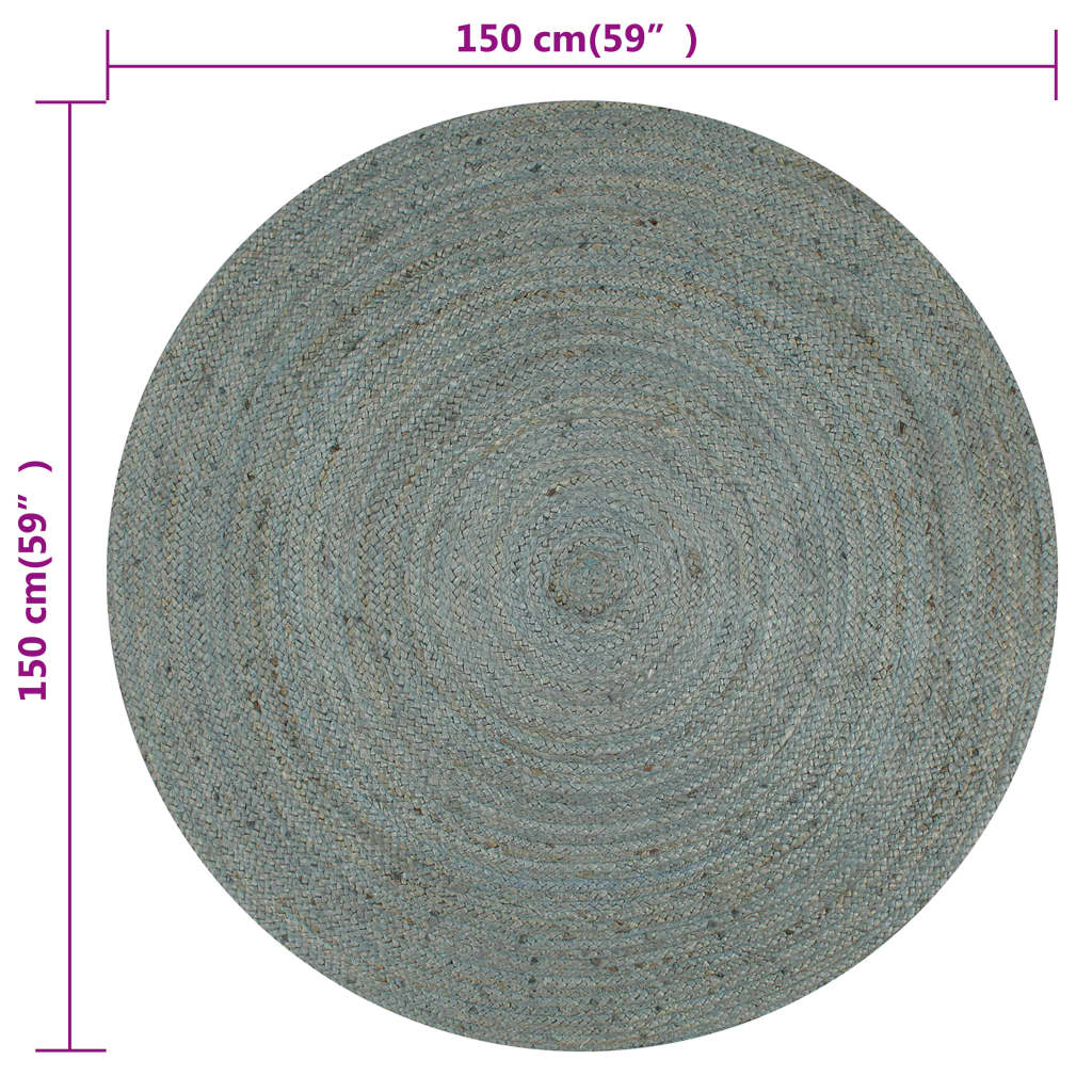 Teppich Handgefertigt Jute Rund 150 cm Olivgrün