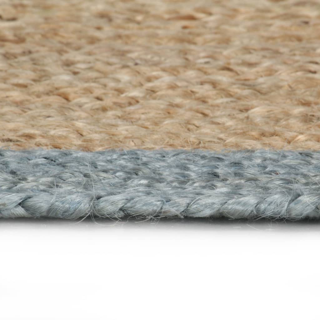 Teppich Handgefertigt Jute mit Olivgrünem Rand 90 cm