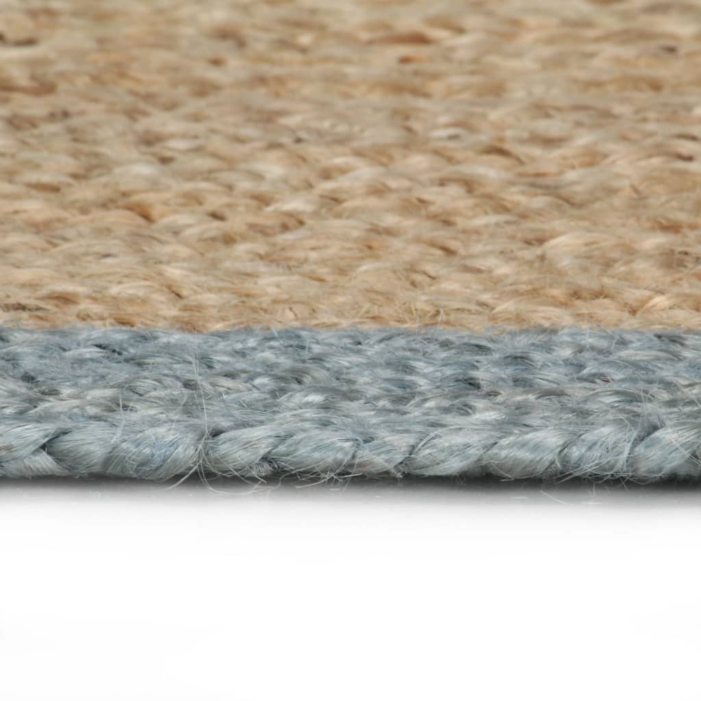 Teppich Handgefertigt Jute mit Olivgrünem Rand 150 cm