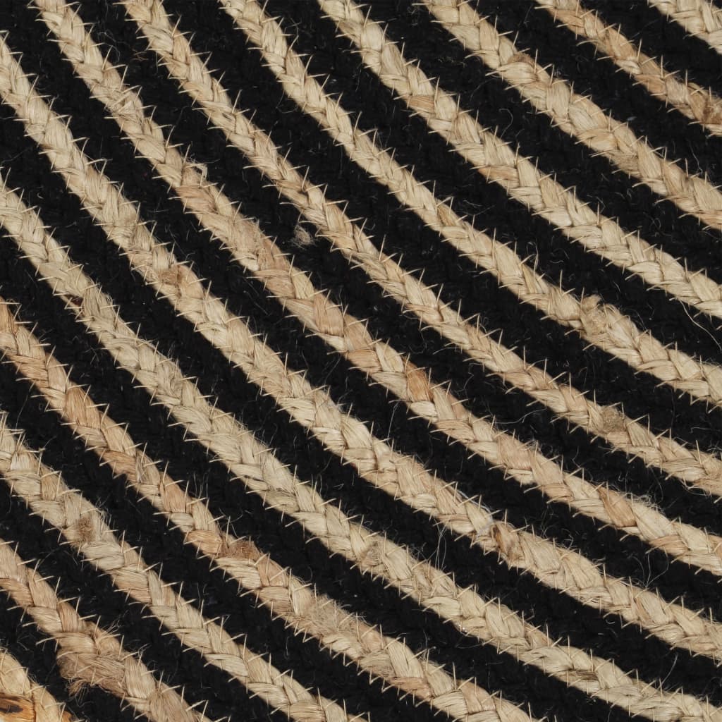 Teppich Handgefertigt Jute mit Spiralen-Design Schwarz 120 cm