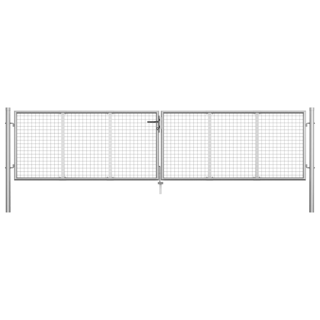 Gartentor Verzinkter Stahl 415 x 75 cm Silber