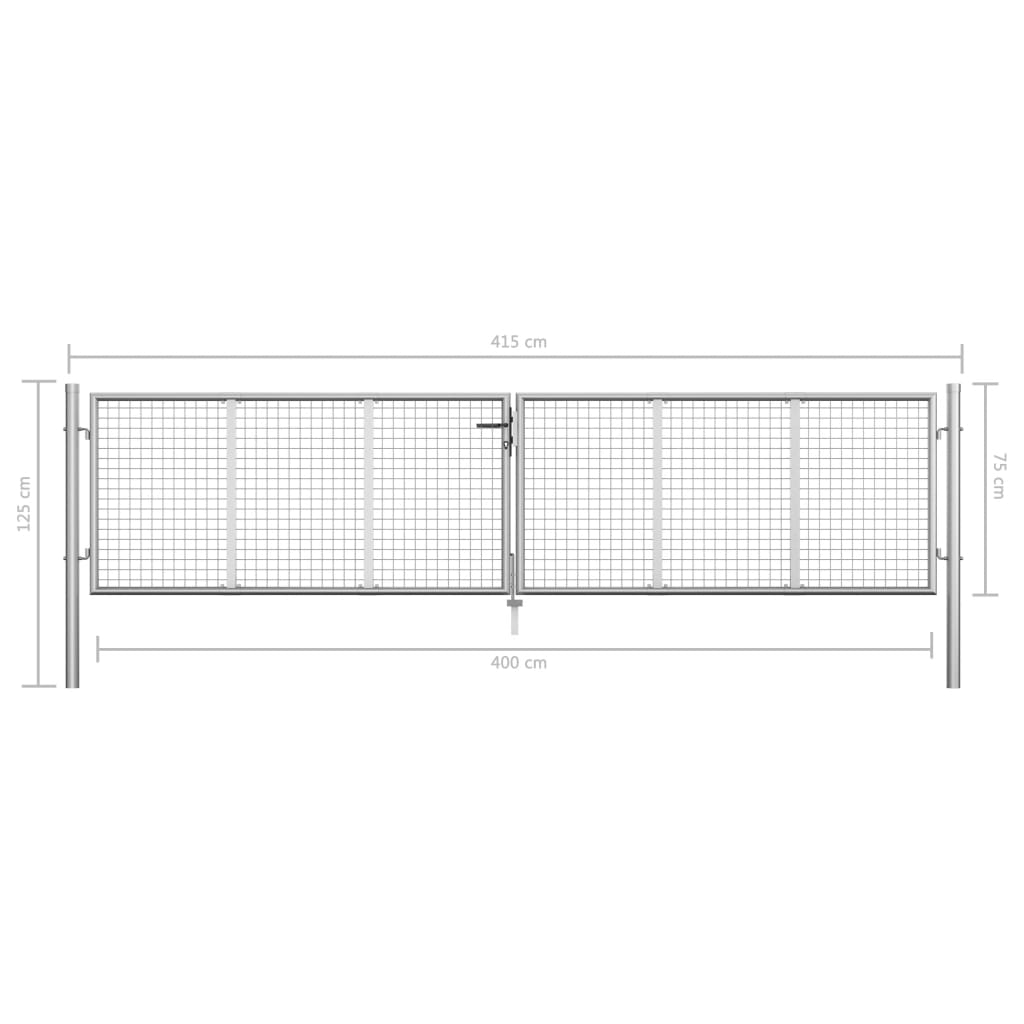 Gartentor Verzinkter Stahl 415 x 75 cm Silber