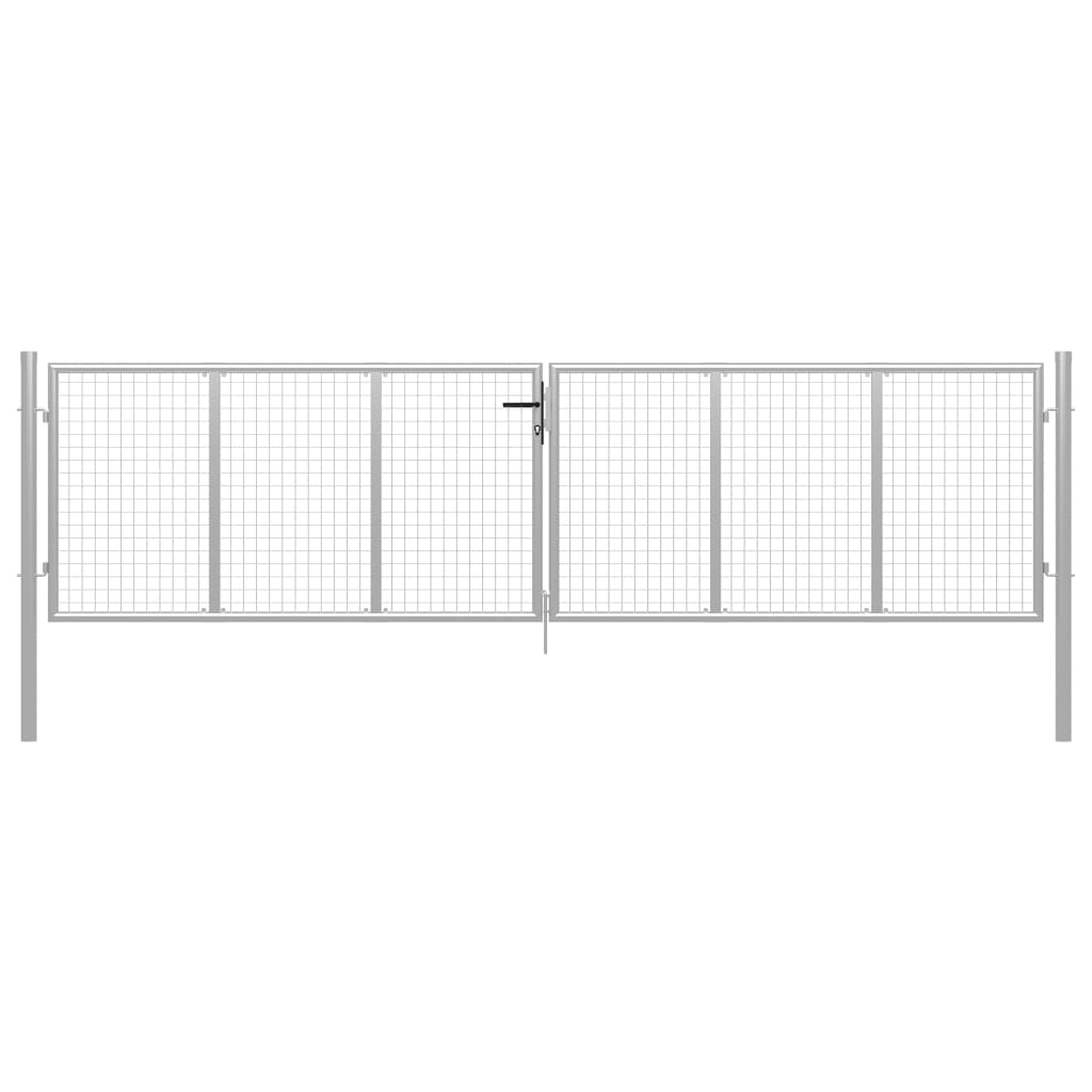 Gartentor Verzinkter Stahl 415 x 100 cm Silber