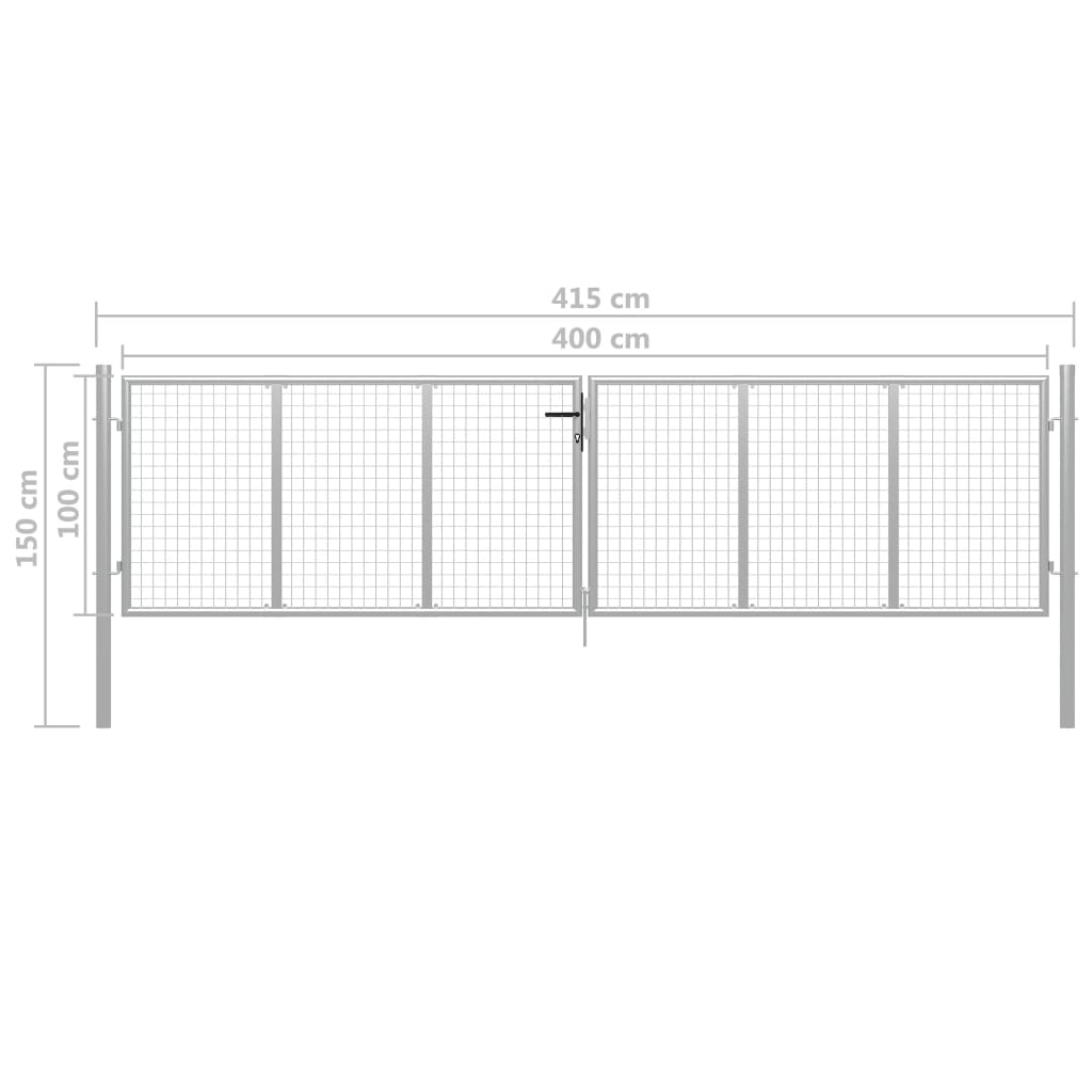 Gartentor Verzinkter Stahl 415 x 100 cm Silber