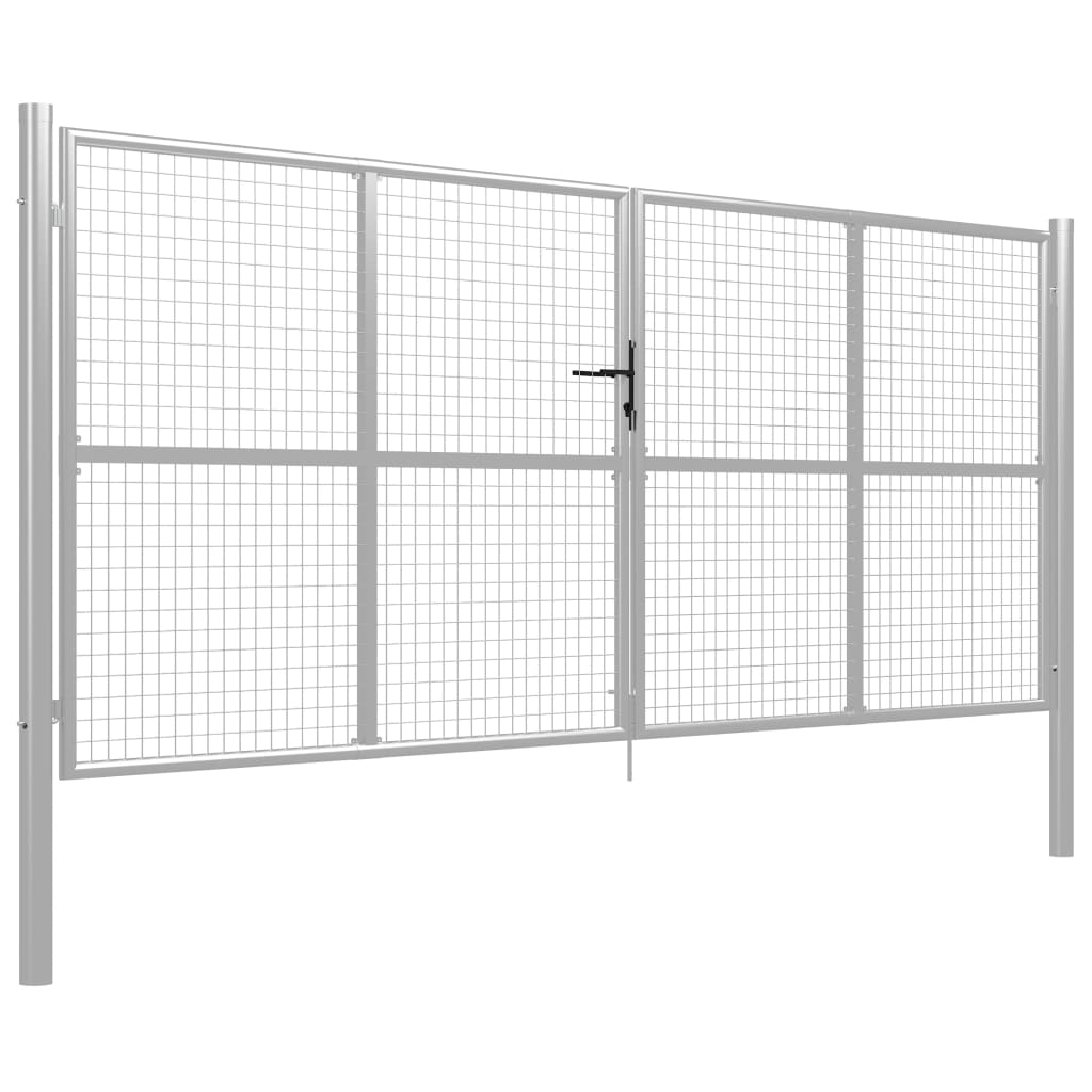 Gartentor Verzinkter Stahl 415 x 150 cm Silber