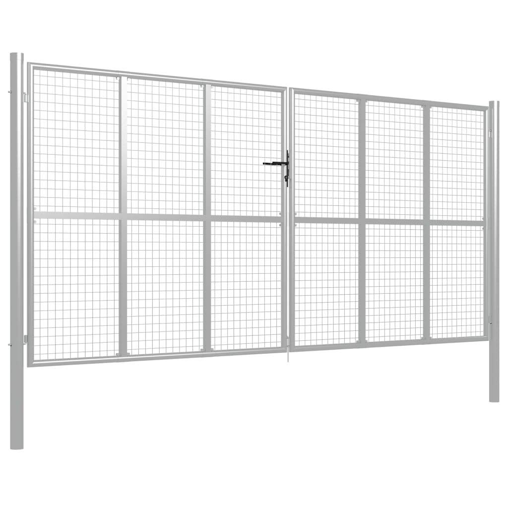 Gartentor Verzinkter Stahl 415 x 175 cm Silber