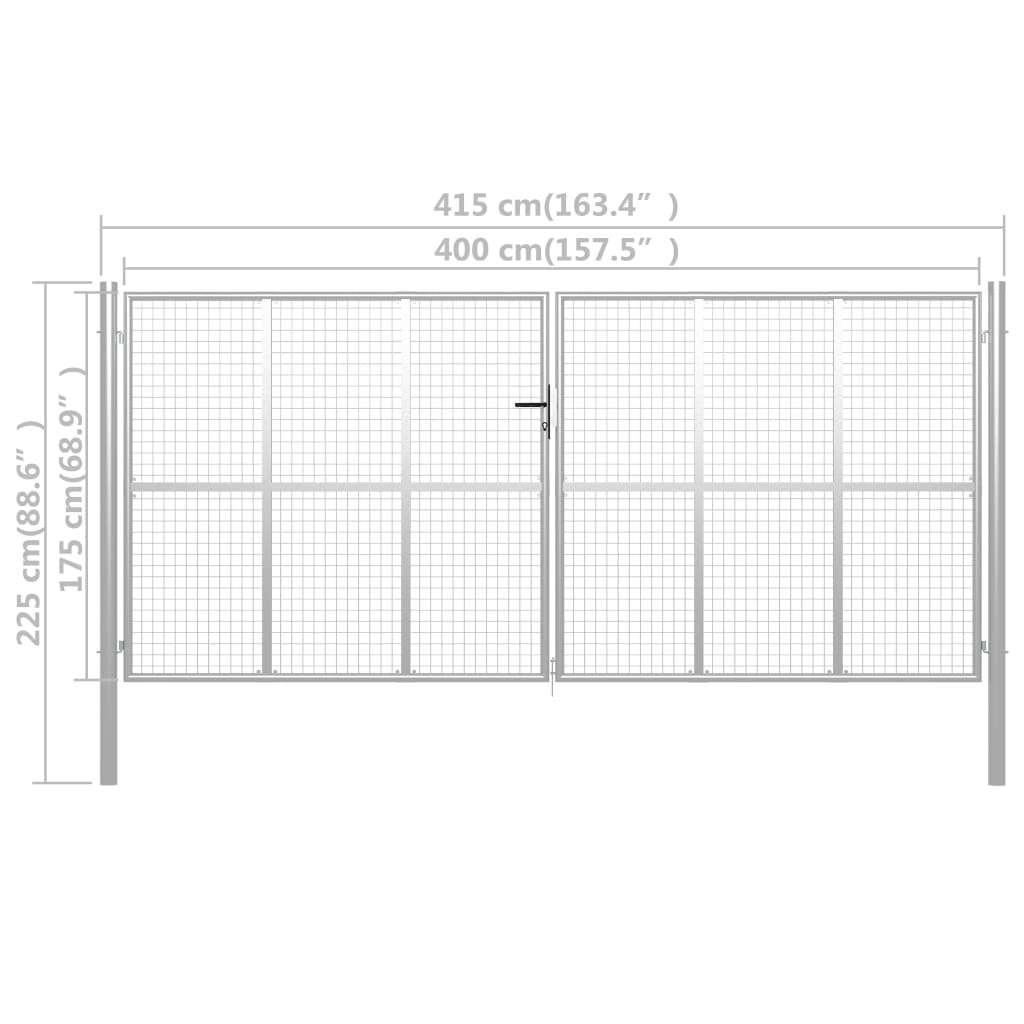 Gartentor Verzinkter Stahl 415 x 175 cm Silber