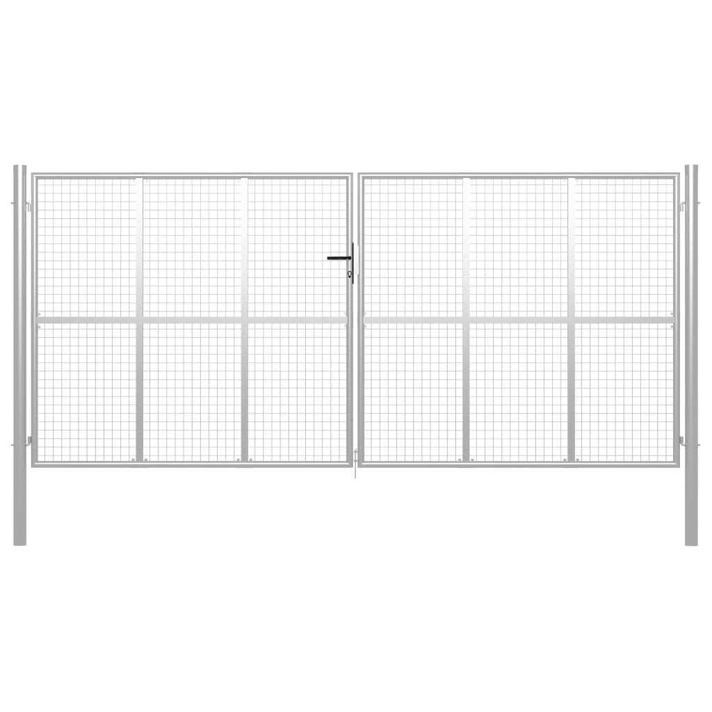 Gartentor Verzinkter Stahl 415 x 200 cm Silber
