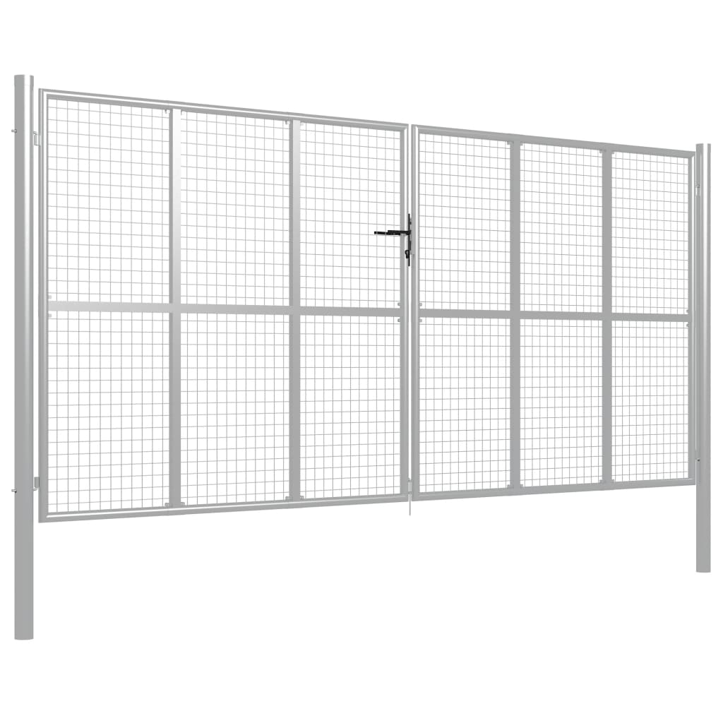 Gartentor Verzinkter Stahl 415 x 200 cm Silber